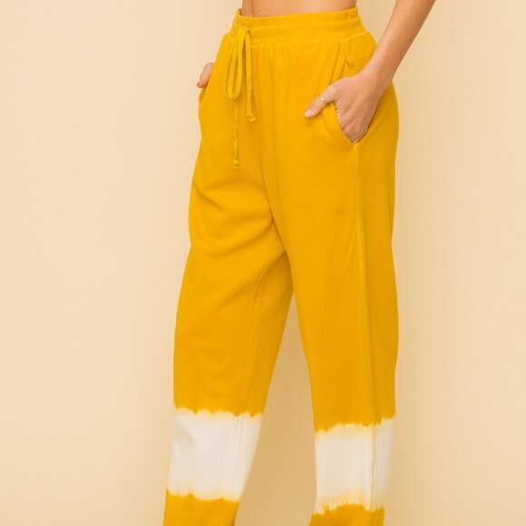 HEM & THREAD Mustard Tie-Dye Jogger Lounge Pants - Picture 2 of 6